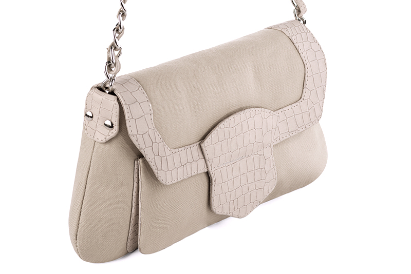 Dress small handbag in silver and champagne white - Front view
